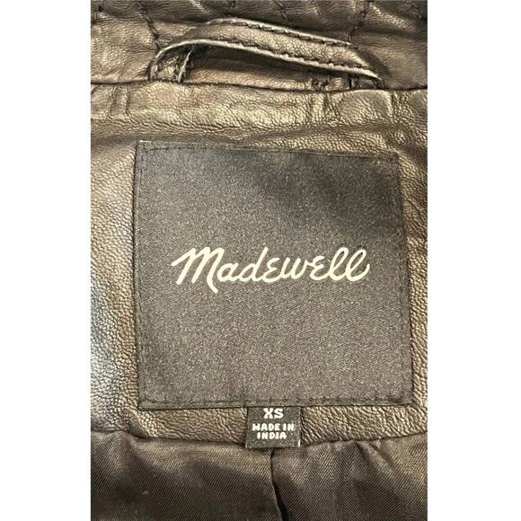 MADEWELL Washed Leather Moto Jacket Size XS - Picture 8 of 13